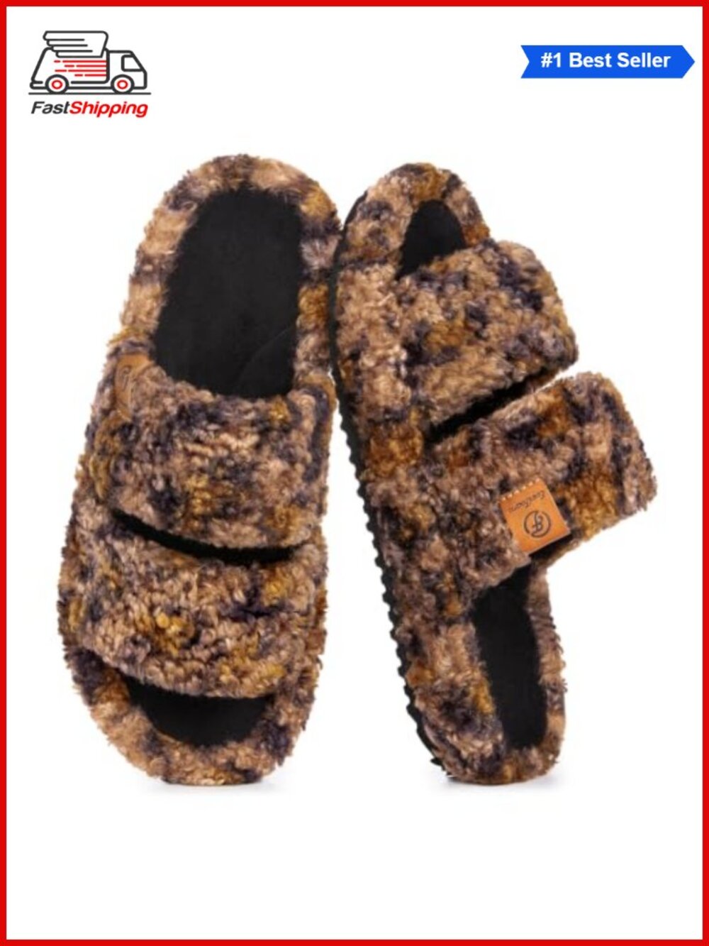 ✨ EverFoams Women's Fuzzy Open-Toe Slippers Memory Foam House Shoes